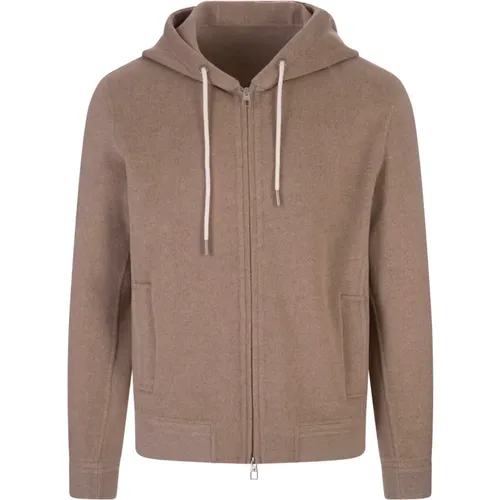 Brauner Cashmere Zip-Up Hoodie Pullover - Montecore - Modalova