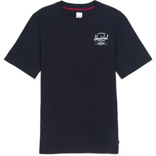 Klassisches Logo T-Shirt Schwarz/Weiß , Herren, Größe: S - Herschel - Modalova