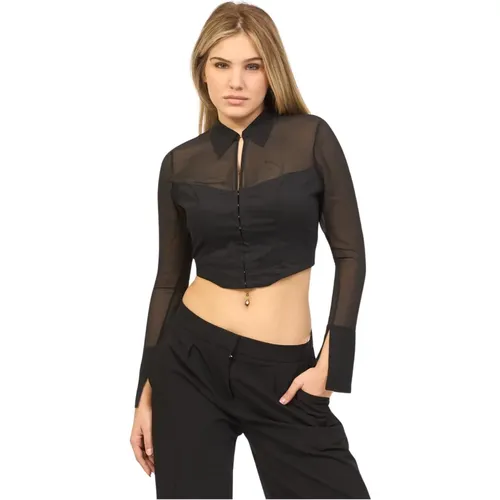 Cropped Long Sleeve Shirt , female, Sizes: XL, L, 3XL - Hugo Boss - Modalova