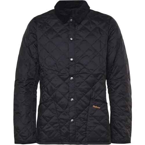 Gepolsterte Schwarze Jacke mit Knopfverschluss , Herren, Größe: M - Barbour - Modalova