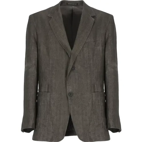 Linen Peak Lapel Jacket , male, Sizes: M - Yohji Yamamoto - Modalova