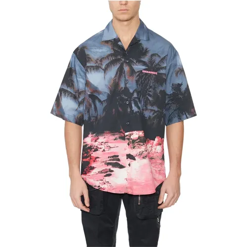Printed Bowling Shirt , male, Sizes: S, L - Dsquared2 - Modalova
