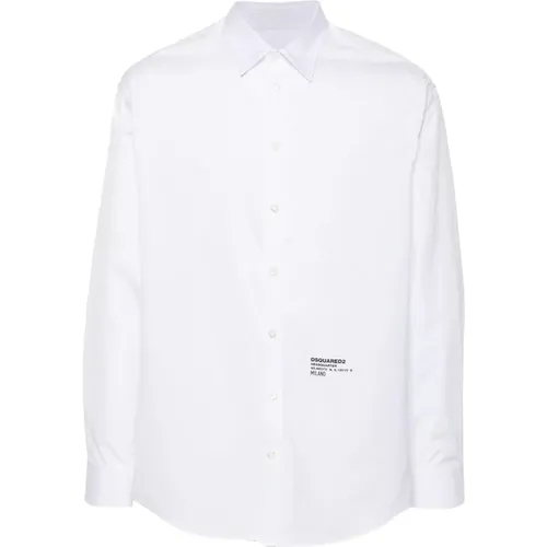 Cotton Poplin Shirt Logo Print , male, Sizes: S, XL, L - Dsquared2 - Modalova