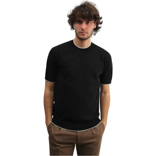 Schwarzes Rundhals-T-Shirt , Herren, Größe: S - Paolo Pecora - Modalova
