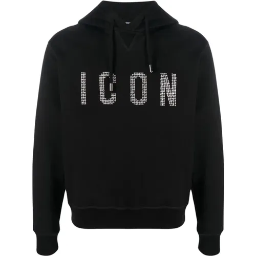 Studded Cotton Hoodie , male, Sizes: M, L - Dsquared2 - Modalova