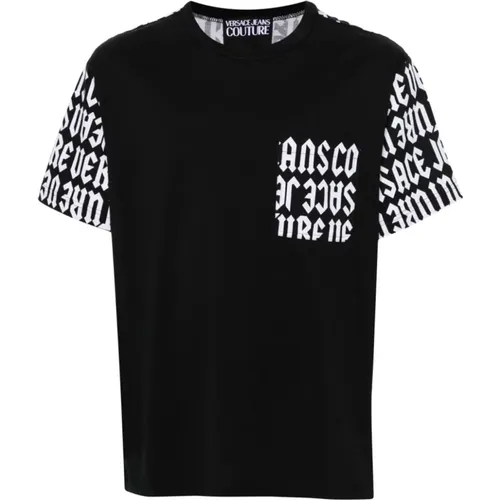 Schwarzes T-Shirt für Männer , Herren, Größe: M - Versace Jeans Couture - Modalova