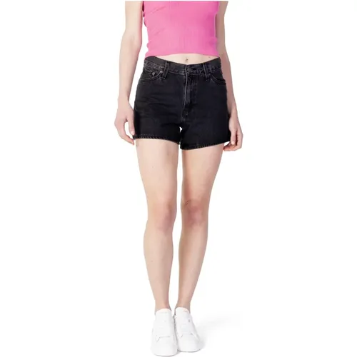 Levi's, Schwarze Baumwollshorts mit Reißverschluss und Knopfverschluss , Damen, Größe: W26 - Levis - Modalova