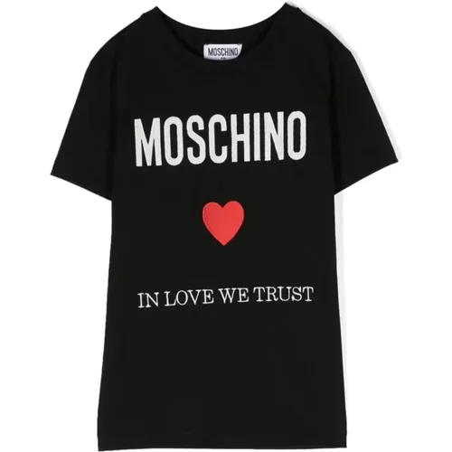 Schwarzes T-Shirt mit Kurzen Ärmeln - Moschino - Modalova