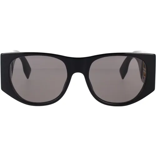 Glamorous Oval Sunglasses with Dark Grey Lenses and Gold Metal Logo , unisex, Sizes: 54 MM - Fendi - Modalova