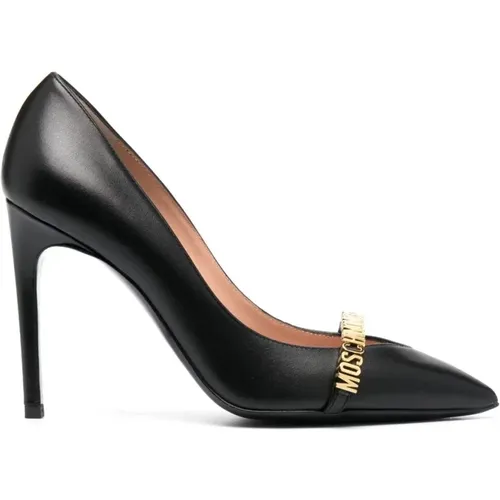 Leather Closed High Heel Pumps , female, Sizes: 3 UK - Moschino - Modalova