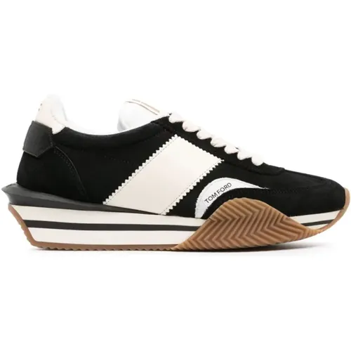 Black Cream Low Top Sneakers , male, Sizes: 7 1/2 UK, 8 UK, 8 1/2 UK, 7 UK, 9 UK - Tom Ford - Modalova