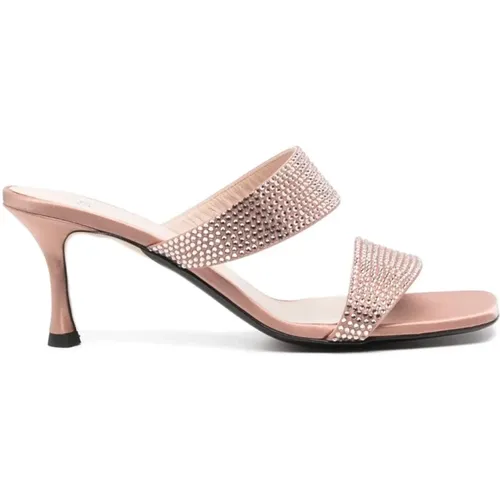 Rosa Leder Flache Schuhe mit Diamantdetail , Damen, Größe: 37 EU - N21 - Modalova