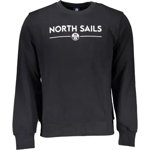 Schwarzer Baumwoll-Sweatshirt mit Print-Logo , Herren, Größe: S - North Sails - Modalova