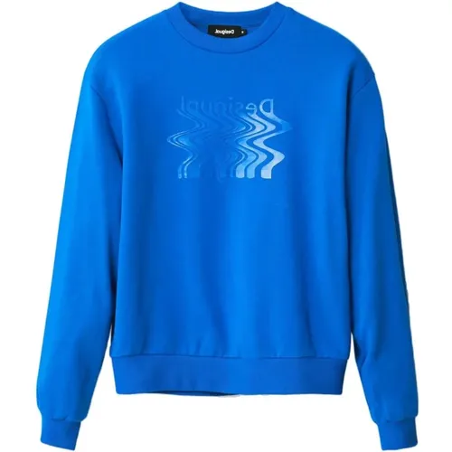 Blauer Print Langarm Sweatshirt , Damen, Größe: 2XL - Desigual - Modalova
