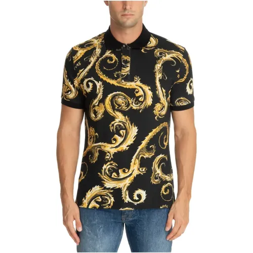 Abstraktes Polo Shirt Logo , Herren, Größe: S - Versace Jeans Couture - Modalova