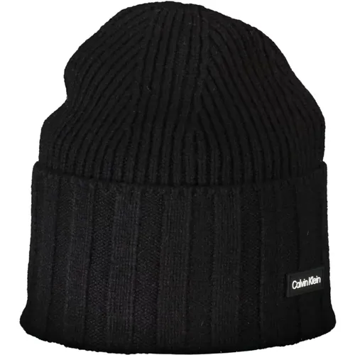 Herren Schwarze Beanie Mütze mit Kontrastdetails - Calvin Klein - Modalova