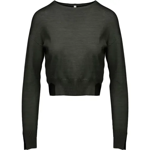 Cropped Crew Neck Sweater with Slits , female, Sizes: L, M, S, XL, XS - BomBoogie - Modalova