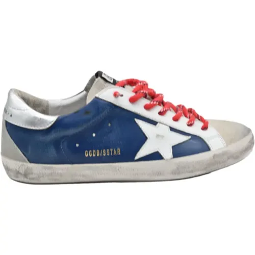 Blue White Red Superstar Sneakers , male, Sizes: 9 UK - Golden Goose - Modalova