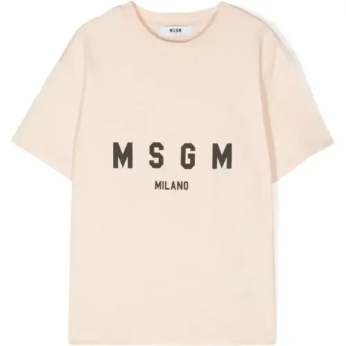 Kinder Vanille Jersey T-shirt,Kinder Jersey T-Shirt in Tortora - MSGM - Modalova