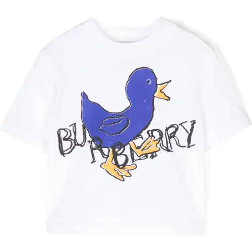 Kinder Weißes T-Shirt mit Logo-Druck - Burberry - Modalova