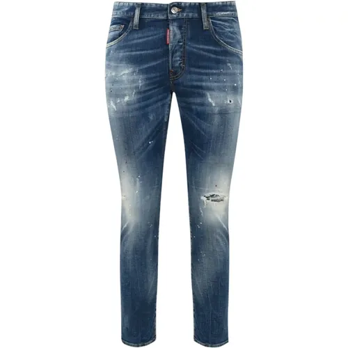 Skinny Denim Jeans with Distressed Details , male, Sizes: M, 2XL - Dsquared2 - Modalova