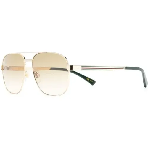 Goldene Sonnenbrille mit Originalzubehör , Herren, Größe: 60 MM - Gucci - Modalova