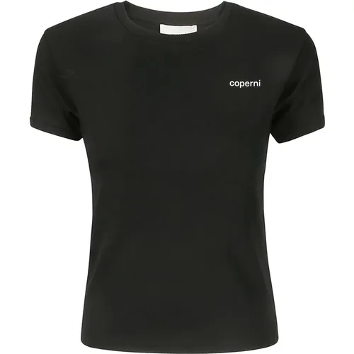 Logo Slim Fit T-Shirt,Schwarzes Slim Fit Logo T-Shirt - Coperni - Modalova