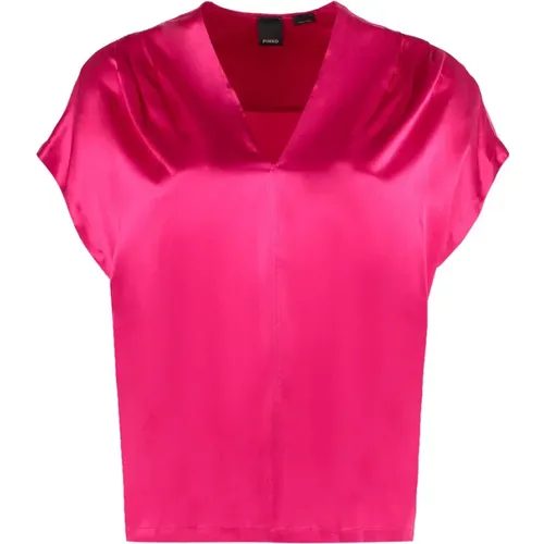 Seiden Fuchsia Top Made in Italy , Damen, Größe: 2XS - pinko - Modalova