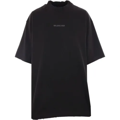 Logo T-Shirt Schwarz Balenciaga - Balenciaga - Modalova