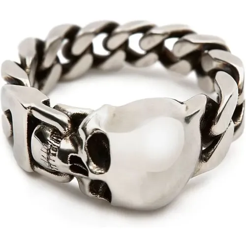 Skull Chain Ring - Messing in Silberfarben , Herren, Größe: 58 MM - alexander mcqueen - Modalova