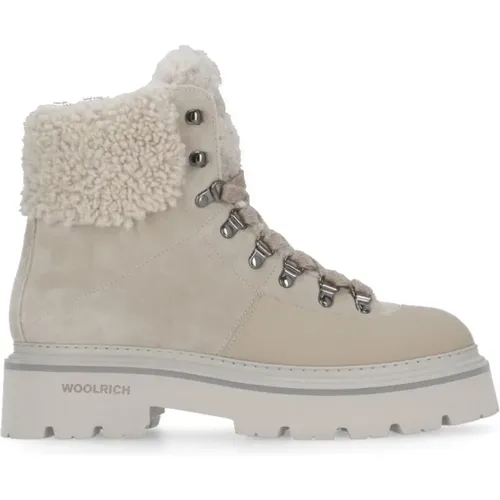 Ivory Wildleder Stiefeletten mit Bouclé , Damen, Größe: 36 EU - Woolrich - Modalova