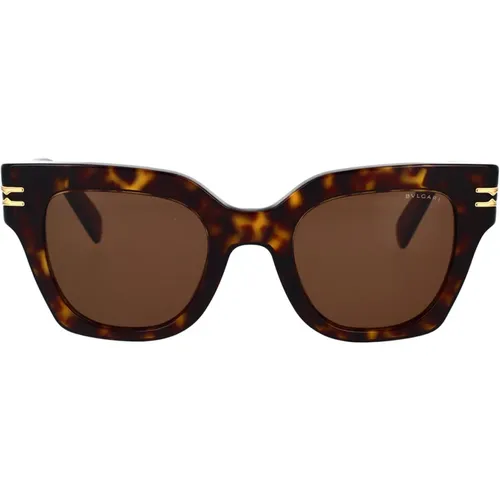 Sunglasses,Quadratische Acetat-Sonnenbrille mit Ikonischem Dekor,Quadratische Acetat-Sonnenbrille mit B.zero1 Dekor - Bvlgari - Modalova