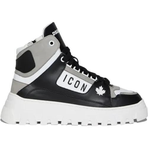 Schwarze High-Top-Sneaker mit Kontrastpanel - Dsquared2 - Modalova