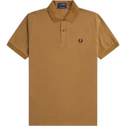 Original Plain Polo Dark Caramel/Navy , male, Sizes: XS, 2XS, S, 3XS - Fred Perry - Modalova