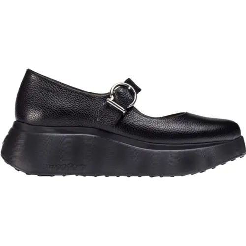 Schwarze flache Schuhe eleganter vielseitiger Stil , Damen, Größe: 36 EU - Wonders - Modalova