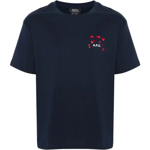 Blaue Logo Print T-shirts und Polos , Herren, Größe: M - A.p.c. - Modalova