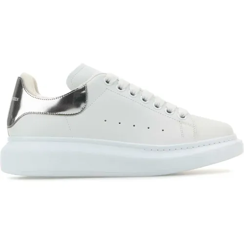 Weiße Ledersneaker mit Silberner Ferse , Damen, Größe: 38 EU - alexander mcqueen - Modalova