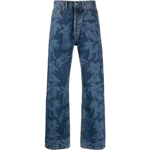 Light Allover Laser Denim Jeans , male, Sizes: W32 - Palm Angels - Modalova