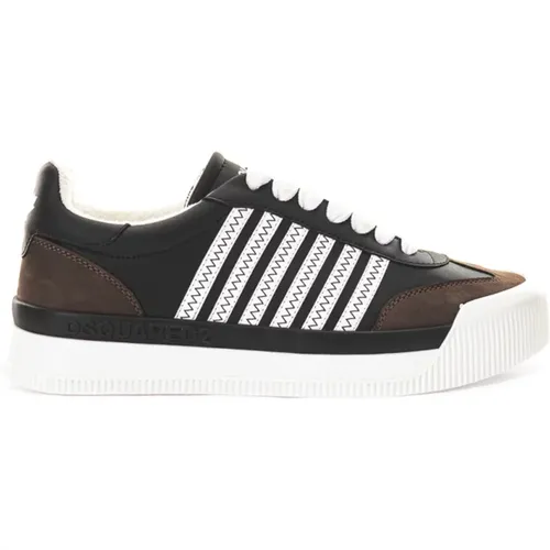 Schwarze Ledersneakers New Jersey , Herren, Größe: 40 1/2 EU - Dsquared2 - Modalova