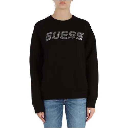 Stylischer Sweatshirt aus Viskosemischung mit Strass-Logo - Guess - Modalova