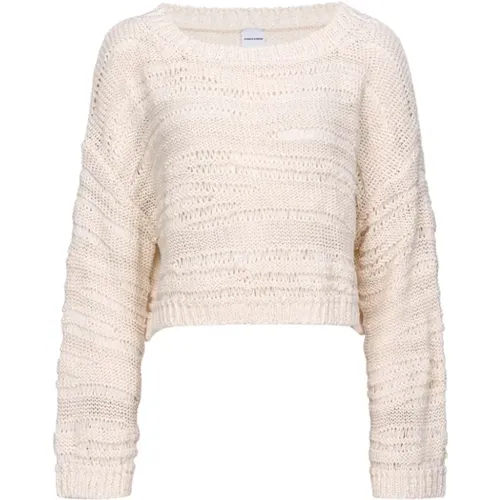 Kurzer Pullover aus Baumwollmischung mit Wellenstreifen , Damen, Größe: S - pinko - Modalova