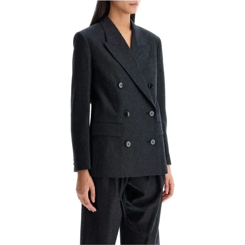 Double-Breasted Wool Flannel Blazer , female, Sizes: M, S - Isabel marant - Modalova