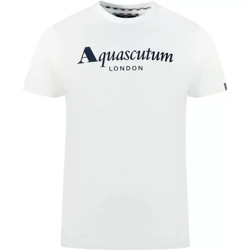 Baumwoll-T-Shirt mit Union Jack Flagge , Herren, Größe: M - Aquascutum - Modalova