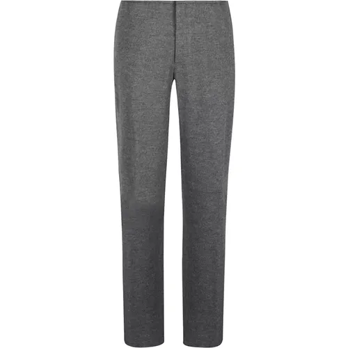 Dark Grey Melange Wool Trousers , male, Sizes: L, M - Lanvin - Modalova