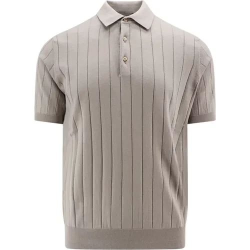 Grey T-Shirt with Three Buttons , male, Sizes: M - Corneliani - Modalova