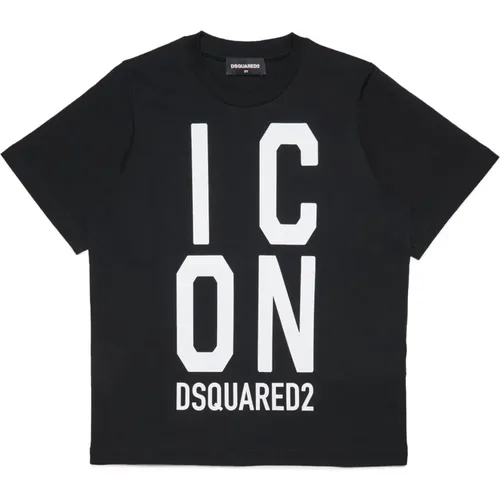 Oversized Crew-neck Jersey T-shirt mit Icon Maxi-logo - Dsquared2 - Modalova