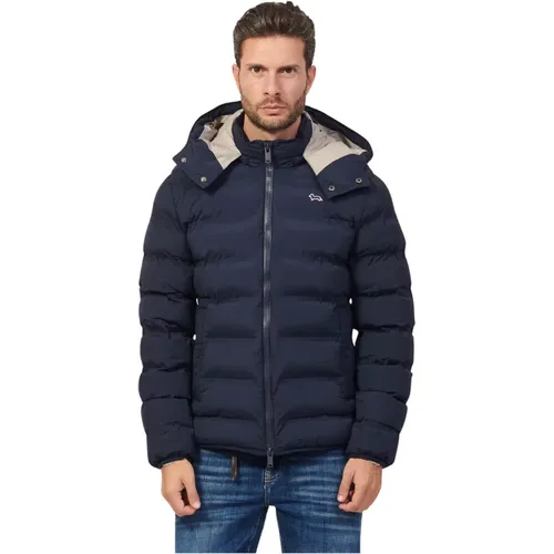 Blaue gesteppte Bomberjacke mit Kapuze , Herren, Größe: XL - Harmont & Blaine - Modalova