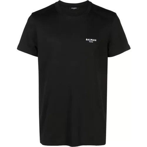 Schwarzes Logo T-Shirt mit Crew Neck , Herren, Größe: L - Balmain - Modalova