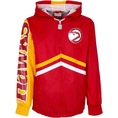 Atlanta Hawks Windbreaker Full Zip Rot/Gelb , Herren, Größe: L - Mitchell & Ness - Modalova