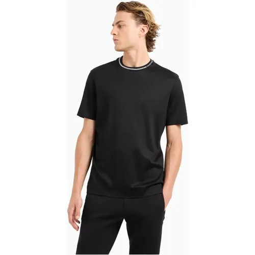 Schwarzes T-Shirt mit Logo-Akzent , Herren, Größe: L - Emporio Armani - Modalova